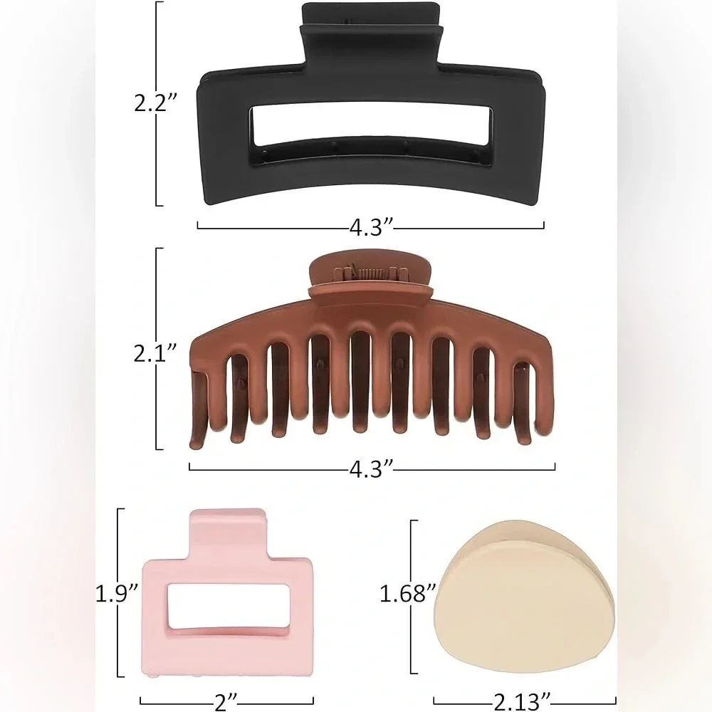 NIB 4pc Soft-Touch Mixed Claw Clips
